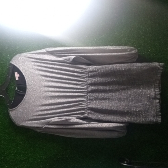 Pink Lily balloon sleeve sparkly silver dress - Picture 2 of 4